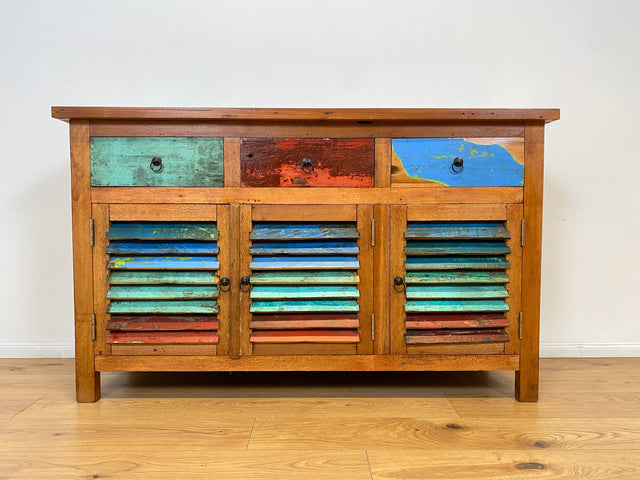 Boatwood by WMK # Besonders schöne Anrichte aus altem Bootsholz, ein handgefertigtes Unikat aus massivem Teakholz # Schrank Sideboard Kommode Küchenschrank Geschirrschrank Schuhschrank Flurkommode