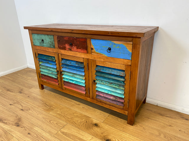 Boatwood by WMK # Besonders schöne Anrichte aus altem Bootsholz, ein handgefertigtes Unikat aus massivem Teakholz # Schrank Sideboard Kommode Küchenschrank Geschirrschrank Schuhschrank Flurkommode