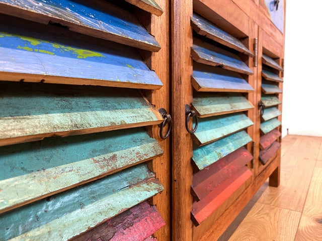 Boatwood by WMK # Besonders schöne Anrichte aus altem Bootsholz, ein handgefertigtes Unikat aus massivem Teakholz # Schrank Sideboard Kommode Küchenschrank Geschirrschrank Schuhschrank Flurkommode