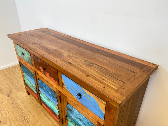 Boatwood by WMK # Besonders schöne Anrichte aus altem Bootsholz, ein handgefertigtes Unikat aus massivem Teakholz # Schrank Sideboard Kommode Küchenschrank Geschirrschrank Schuhschrank Flurkommode