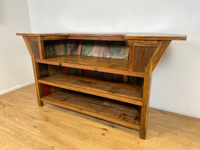 Boatwood by WMK I Einzigartige Bar aus altem Bootsholz I handgefertigtes Unikat in Originalfarben der Boote I Teakholz massiv I Hausbar Theke Cafe Bar Strand Beach Gastro Hotel Möbel Berlin Sylt Usedo