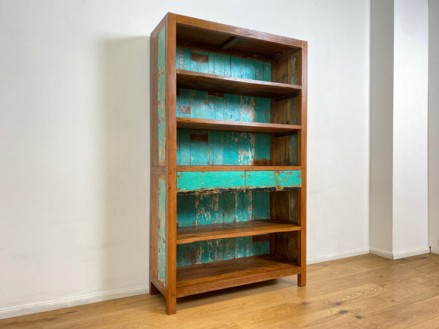 Boatwood by WMK I Wunderschönes Bücherregal mit Schubladen I Handmade Unikat aus altem Bootsholz I Teakholz massiv I Holzregal Regal Küchenregal Bücherschrank Raumtrenner Bootsmöbel Berlin Jena Usedom