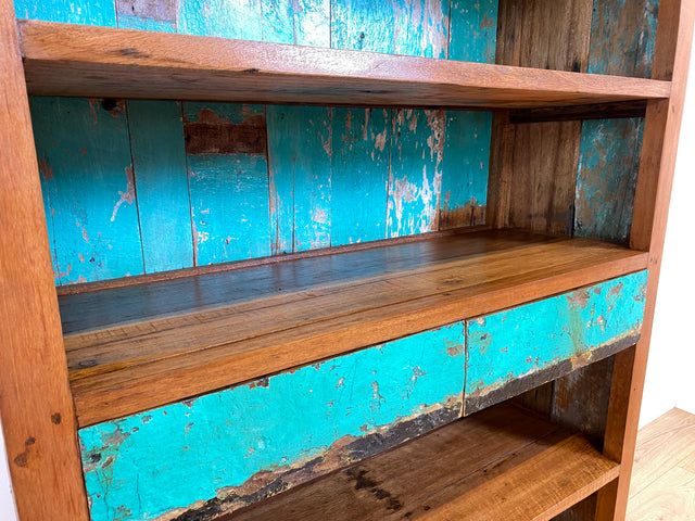 Boatwood by WMK I Wunderschönes Bücherregal mit Schubladen I Handmade Unikat aus altem Bootsholz I Teakholz massiv I Holzregal Regal Küchenregal Bücherschrank Raumtrenner Bootsmöbel Berlin Jena Usedom