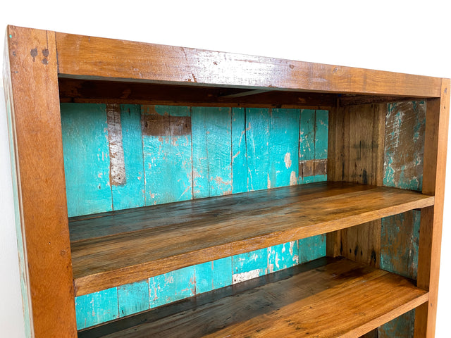 Boatwood by WMK I Wunderschönes Bücherregal mit Schubladen I Handmade Unikat aus altem Bootsholz I Teakholz massiv I Holzregal Regal Küchenregal Bücherschrank Raumtrenner Bootsmöbel Berlin Jena Usedom