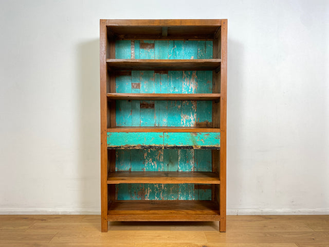 Boatwood by WMK I Wunderschönes Bücherregal mit Schubladen I Handmade Unikat aus altem Bootsholz I Teakholz massiv I Holzregal Regal Küchenregal Bücherschrank Raumtrenner Bootsmöbel Berlin Jena Usedom