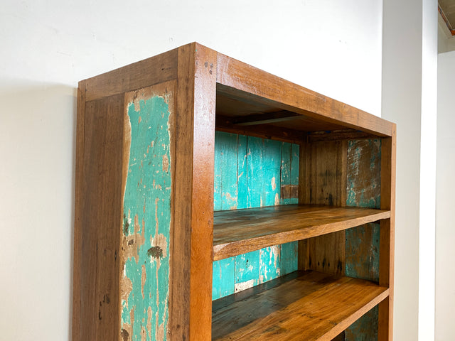 Boatwood by WMK I Wunderschönes Bücherregal mit Schubladen I Handmade Unikat aus altem Bootsholz I Teakholz massiv I Holzregal Regal Küchenregal Bücherschrank Raumtrenner Bootsmöbel Berlin Jena Usedom