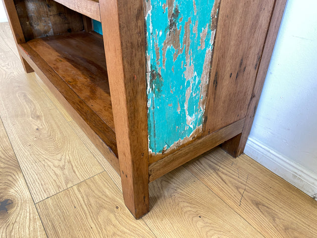 Boatwood by WMK I Wunderschönes Bücherregal mit Schubladen I Handmade Unikat aus altem Bootsholz I Teakholz massiv I Holzregal Regal Küchenregal Bücherschrank Raumtrenner Bootsmöbel Berlin Jena Usedom