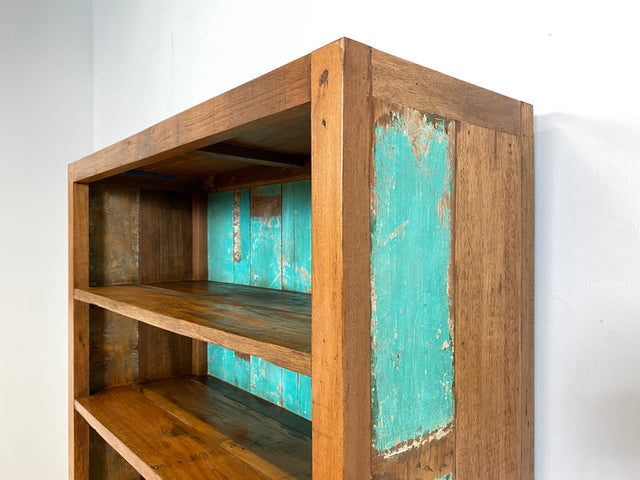 Boatwood by WMK I Wunderschönes Bücherregal mit Schubladen I Handmade Unikat aus altem Bootsholz I Teakholz massiv I Holzregal Regal Küchenregal Bücherschrank Raumtrenner Bootsmöbel Berlin Jena Usedom
