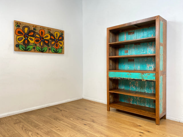 Boatwood by WMK I Wunderschönes Bücherregal mit Schubladen I Handmade Unikat aus altem Bootsholz I Teakholz massiv I Holzregal Regal Küchenregal Bücherschrank Raumtrenner Bootsmöbel Berlin Jena Usedom