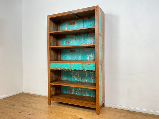 Boatwood by WMK I Wunderschönes Bücherregal mit Schubladen I Handmade Unikat aus altem Bootsholz I Teakholz massiv I Holzregal Regal Küchenregal Bücherschrank Raumtrenner Bootsmöbel Berlin Jena Usedom