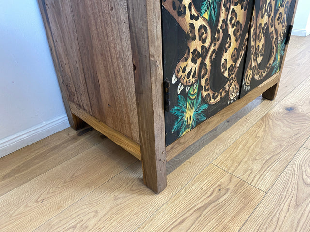 Boatwood by WMK # Einzigartiger Kleiderschrank kunstvoll handbemalt , ein aus altem Bootsholz handgefertigtes Unikat aus massivem Teakholz # Schrank Wäscheschrank Flurschrank Garderobe Wardrobe Teak