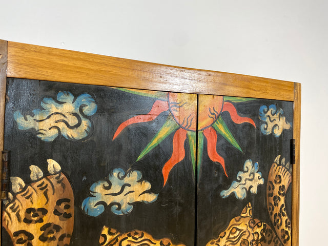 Boatwood by WMK # Einzigartiger Kleiderschrank kunstvoll handbemalt , ein aus altem Bootsholz handgefertigtes Unikat aus massivem Teakholz # Schrank Wäscheschrank Flurschrank Garderobe Wardrobe Teak