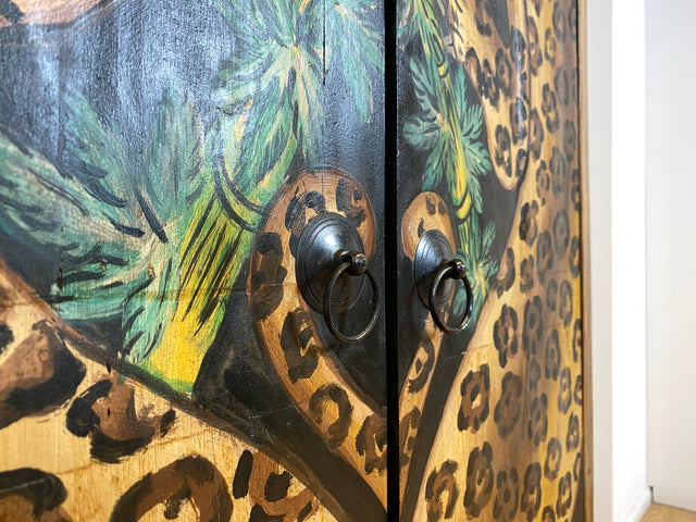 Boatwood by WMK # Einzigartiger Kleiderschrank kunstvoll handbemalt , ein aus altem Bootsholz handgefertigtes Unikat aus massivem Teakholz # Schrank Wäscheschrank Flurschrank Garderobe Wardrobe Teak