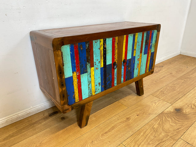 Boatwood by WMK I Detailreiche Kommode aus altem Bootsholz I handgefertigtes Unikat aus massivem Teakholz I Sideboard TV Lowboard TV-Bank Flurkommode Schuhschrank Bootsmöbel Berlin Rostock Stettin