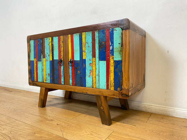 Boatwood by WMK I Detailreiche Kommode aus altem Bootsholz I handgefertigtes Unikat aus massivem Teakholz I Sideboard TV Lowboard TV-Bank Flurkommode Schuhschrank Bootsmöbel Berlin Rostock Stettin