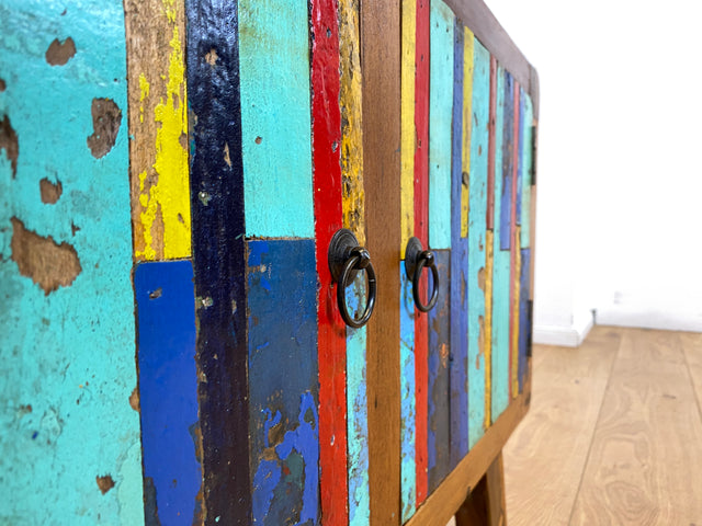 Boatwood by WMK I Detailreiche Kommode aus altem Bootsholz I handgefertigtes Unikat aus massivem Teakholz I Sideboard TV Lowboard TV-Bank Flurkommode Schuhschrank Bootsmöbel Berlin Rostock Stettin