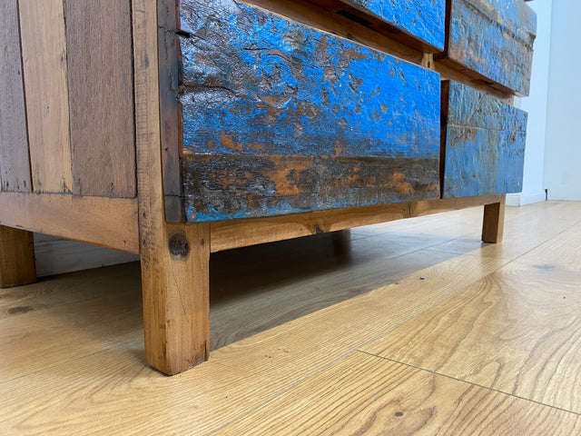 Boatwood by WMK # Wunderschöne Kommode mit 6 Schubladen, ein aus altem Bootsholz handgefertigtes Unikat aus massivem Teakholz # Wäschekommode Sideboard Schrank Anrichte Wickelkommode Bootsmöbel Berlin