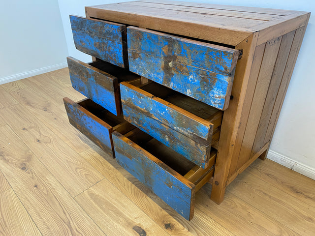 Boatwood by WMK # Wunderschöne Kommode mit 6 Schubladen, ein aus altem Bootsholz handgefertigtes Unikat aus massivem Teakholz # Wäschekommode Sideboard Schrank Anrichte Wickelkommode Bootsmöbel Berlin