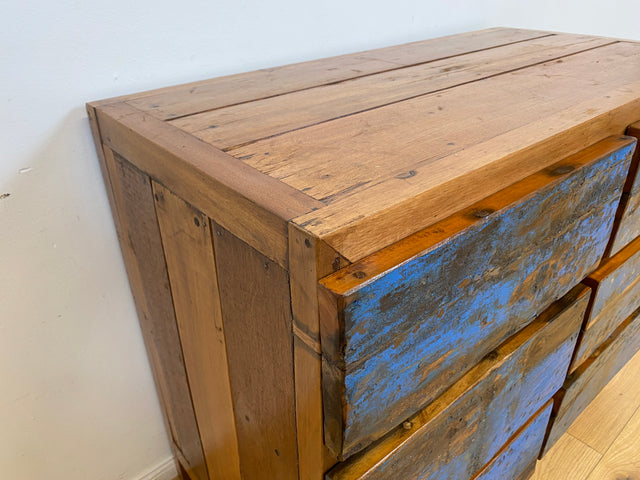 Boatwood by WMK # Wunderschöne Kommode mit 6 Schubladen, ein aus altem Bootsholz handgefertigtes Unikat aus massivem Teakholz # Wäschekommode Sideboard Schrank Anrichte Wickelkommode Bootsmöbel Berlin