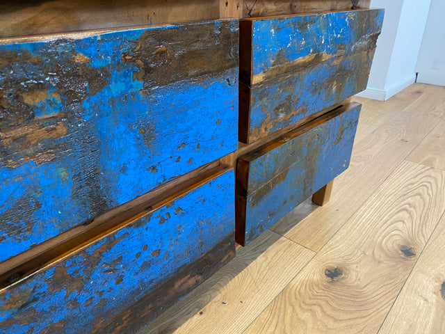 Boatwood by WMK # Wunderschöne Kommode mit 6 Schubladen, ein aus altem Bootsholz handgefertigtes Unikat aus massivem Teakholz # Wäschekommode Sideboard Schrank Anrichte Wickelkommode Bootsmöbel Berlin