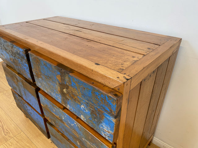 Boatwood by WMK # Wunderschöne Kommode mit 6 Schubladen, ein aus altem Bootsholz handgefertigtes Unikat aus massivem Teakholz # Wäschekommode Sideboard Schrank Anrichte Wickelkommode Bootsmöbel Berlin