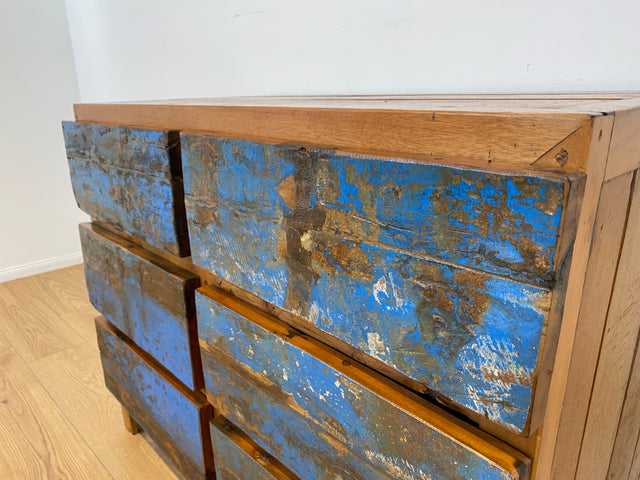 Boatwood by WMK # Wunderschöne Kommode mit 6 Schubladen, ein aus altem Bootsholz handgefertigtes Unikat aus massivem Teakholz # Wäschekommode Sideboard Schrank Anrichte Wickelkommode Bootsmöbel Berlin