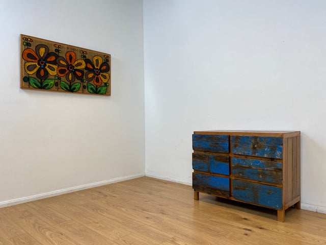 Boatwood by WMK # Wunderschöne Kommode mit 6 Schubladen, ein aus altem Bootsholz handgefertigtes Unikat aus massivem Teakholz # Wäschekommode Sideboard Schrank Anrichte Wickelkommode Bootsmöbel Berlin
