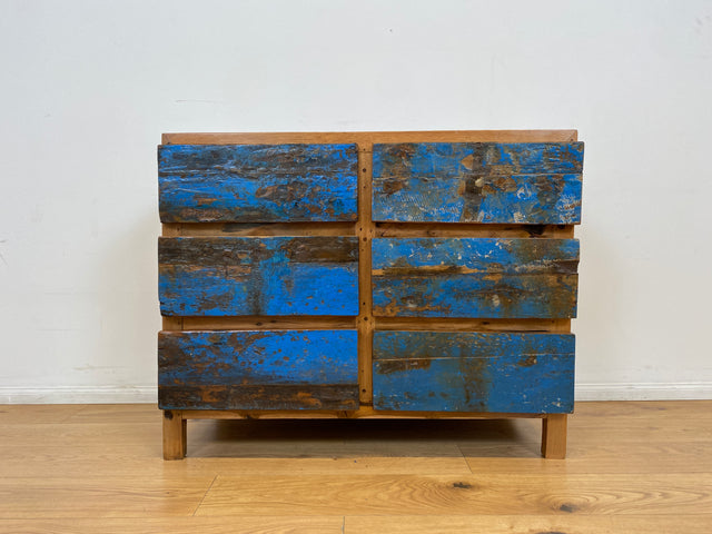 Boatwood by WMK # Wunderschöne Kommode mit 6 Schubladen, ein aus altem Bootsholz handgefertigtes Unikat aus massivem Teakholz # Wäschekommode Sideboard Schrank Anrichte Wickelkommode Bootsmöbel Berlin
