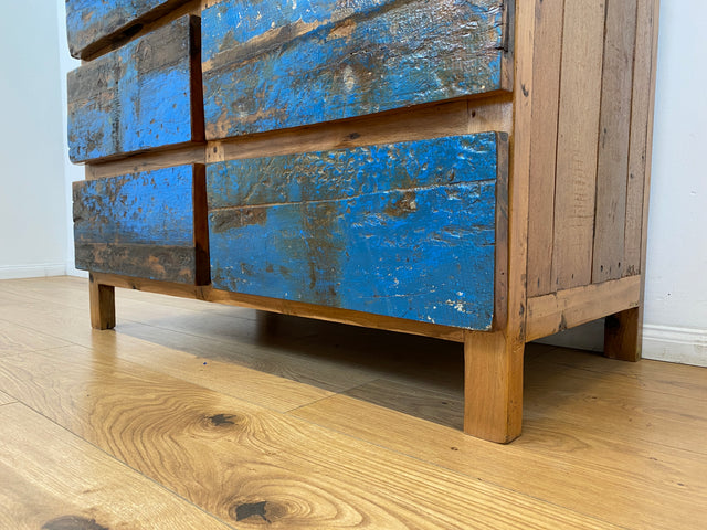 Boatwood by WMK # Wunderschöne Kommode mit 6 Schubladen, ein aus altem Bootsholz handgefertigtes Unikat aus massivem Teakholz # Wäschekommode Sideboard Schrank Anrichte Wickelkommode Bootsmöbel Berlin