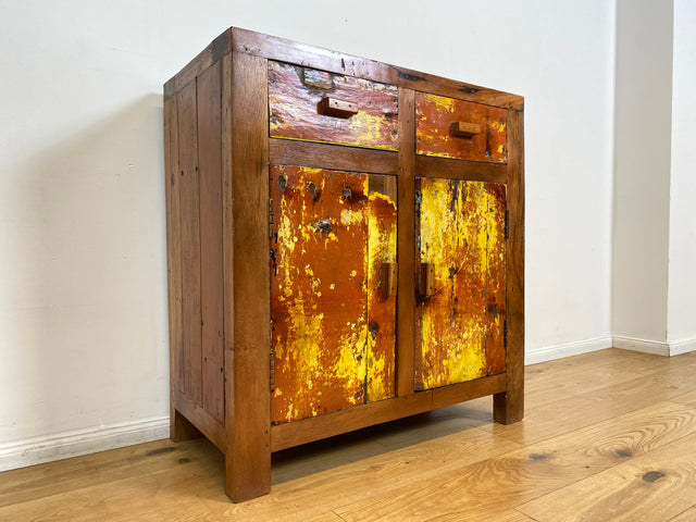 Boatwood by WMK I Besondere Kommode mit Schubladen I handgefertigt aus altem Bootsholz l ein Unikat aus massivem Teakholz I Schrank Sideboard Anrichte Wäschekommode Küchenschrank Cabinet Berlin Sylt