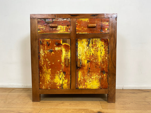 Boatwood by WMK I Besondere Kommode mit Schubladen I handgefertigt aus altem Bootsholz l ein Unikat aus massivem Teakholz I Schrank Sideboard Anrichte Wäschekommode Küchenschrank Cabinet Berlin Sylt