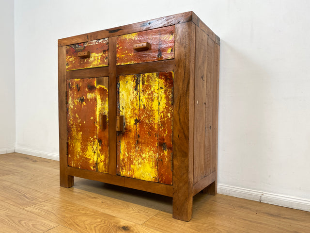 Boatwood by WMK I Besondere Kommode mit Schubladen I handgefertigt aus altem Bootsholz l ein Unikat aus massivem Teakholz I Schrank Sideboard Anrichte Wäschekommode Küchenschrank Cabinet Berlin Sylt