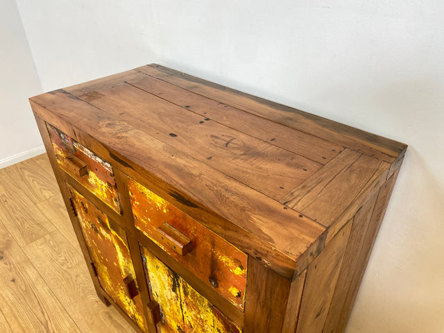Boatwood by WMK I Besondere Kommode mit Schubladen I handgefertigt aus altem Bootsholz l ein Unikat aus massivem Teakholz I Schrank Sideboard Anrichte Wäschekommode Küchenschrank Cabinet Berlin Sylt