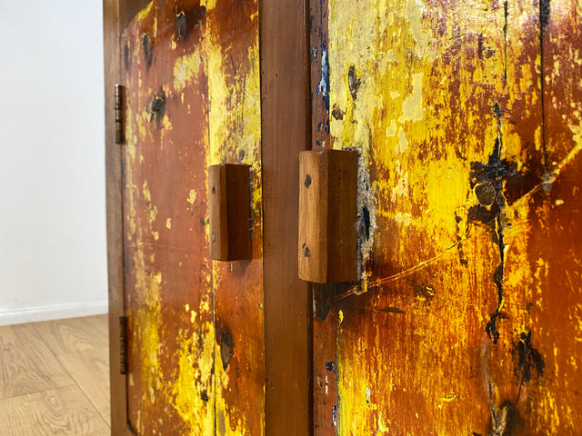 Boatwood by WMK I Besondere Kommode mit Schubladen I handgefertigt aus altem Bootsholz l ein Unikat aus massivem Teakholz I Schrank Sideboard Anrichte Wäschekommode Küchenschrank Cabinet Berlin Sylt