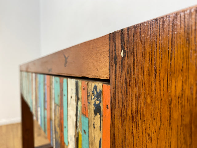 Boatwood by WMK I Bunterschöne Konsole mit Schubladen I handgefertigtes Unikat aus altem Bootsholz l Teakholz massiv I Schrank Sideboard Kommode Ablage Flurkommode Garderobe Berlin Augsburg Schwerin