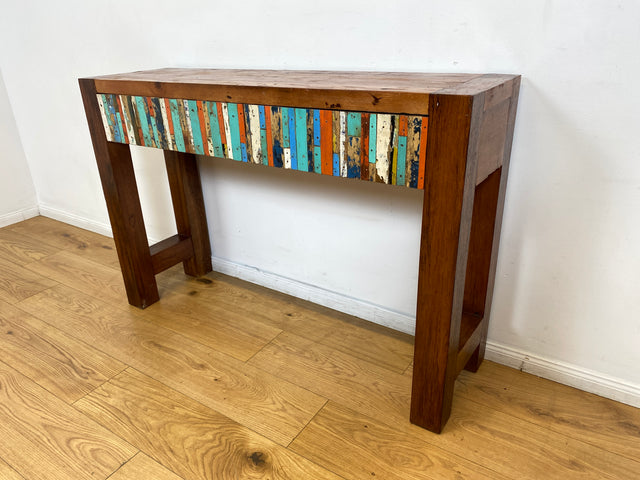 Boatwood by WMK I Bunterschöne Konsole mit Schubladen I handgefertigtes Unikat aus altem Bootsholz l Teakholz massiv I Schrank Sideboard Kommode Ablage Flurkommode Garderobe Berlin Augsburg Schwerin