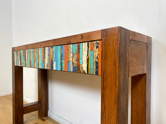 Boatwood by WMK I Bunterschöne Konsole mit Schubladen I handgefertigtes Unikat aus altem Bootsholz l Teakholz massiv I Schrank Sideboard Kommode Ablage Flurkommode Garderobe Berlin Augsburg Schwerin