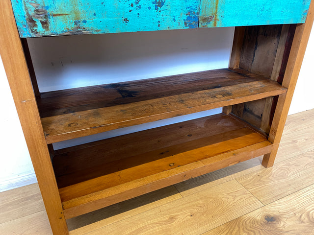 Boatwood by WMK I Nachhaltiges handgefertigtes Bücherregal aus altem Bootsholz I Teakholz massiv I Bücherschrank Regal Highboard Holzregal Küchenregal Raumtrenner Loft Bootsmöbel I Berlin Rostock Köln