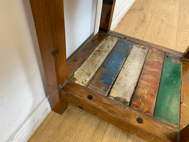 Boatwood by WMK I Einzigartiges schmales Regal aus altem Bootsholz in Originalfarben I Teakholz massiv I Holzregal Bücherregal Bücherschrank Küchenregal Badschrank Badregal Flurregal Berlin Kiel Bonn