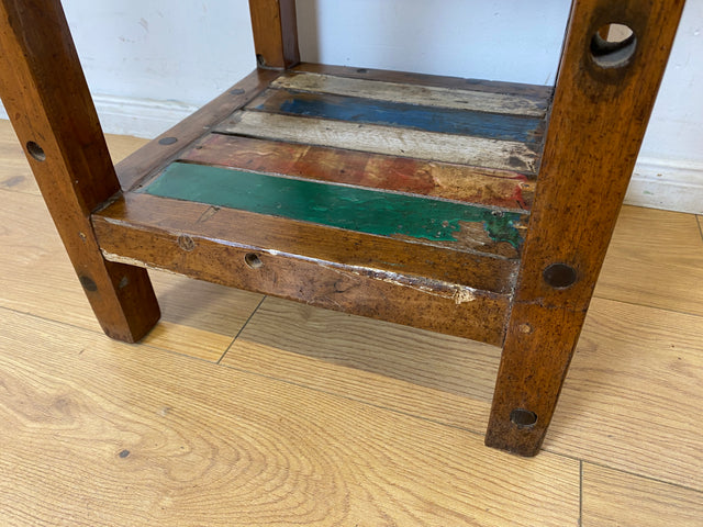 Boatwood by WMK I Einzigartiges schmales Regal aus altem Bootsholz in Originalfarben I Teakholz massiv I Holzregal Bücherregal Bücherschrank Küchenregal Badschrank Badregal Flurregal Berlin Kiel Bonn