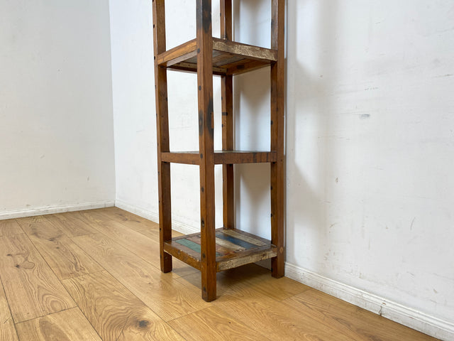 Boatwood by WMK I Einzigartiges schmales Regal aus altem Bootsholz in Originalfarben I Teakholz massiv I Holzregal Bücherregal Bücherschrank Küchenregal Badschrank Badregal Flurregal Berlin Kiel Bonn