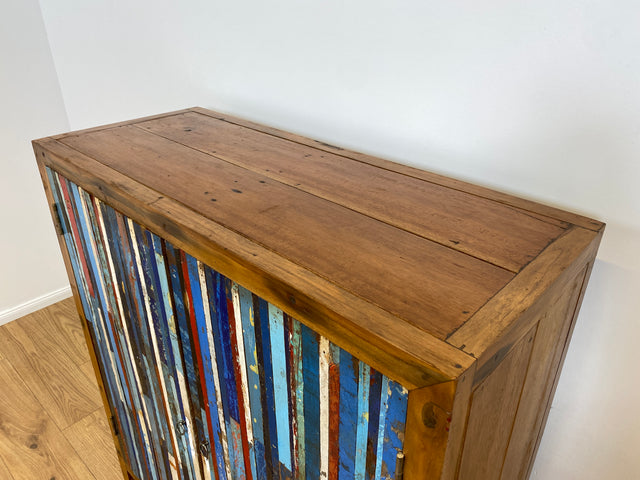 Boatwood by WMK # Besonders schöner Schrank aus altem Bootsholz, ein handgefertigtes Unikat aus massivem Teakholz # Highboard Kleiderschrank Wäscheschrank Sideboard Kommode Wäschekommode Bootsmöbel