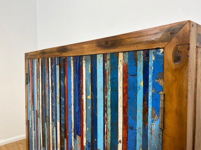 Boatwood by WMK # Besonders schöner Schrank aus altem Bootsholz, ein handgefertigtes Unikat aus massivem Teakholz # Highboard Kleiderschrank Wäscheschrank Sideboard Kommode Wäschekommode Bootsmöbel