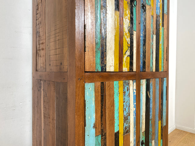 Boatwood by WMK I Einzigartiger Schrank aus altem Bootsholz I handgefertigtes Unikat I Teakholz massiv I Highboard Kleiderschrank Wäscheschrank Sideboard Kommode Schuhschrank Berlin Flensburg Hamburg