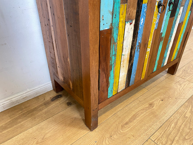 Boatwood by WMK I Einzigartiger Schrank aus altem Bootsholz I handgefertigtes Unikat I Teakholz massiv I Highboard Kleiderschrank Wäscheschrank Sideboard Kommode Schuhschrank Berlin Flensburg Hamburg