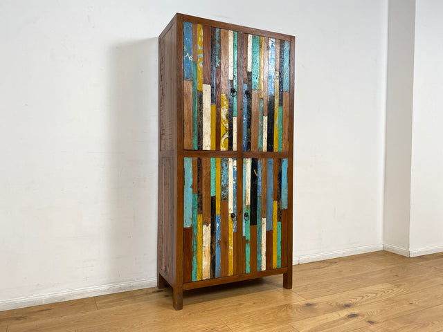 Boatwood by WMK I Einzigartiger Schrank aus altem Bootsholz I handgefertigtes Unikat I Teakholz massiv I Highboard Kleiderschrank Wäscheschrank Sideboard Kommode Schuhschrank Berlin Flensburg Hamburg