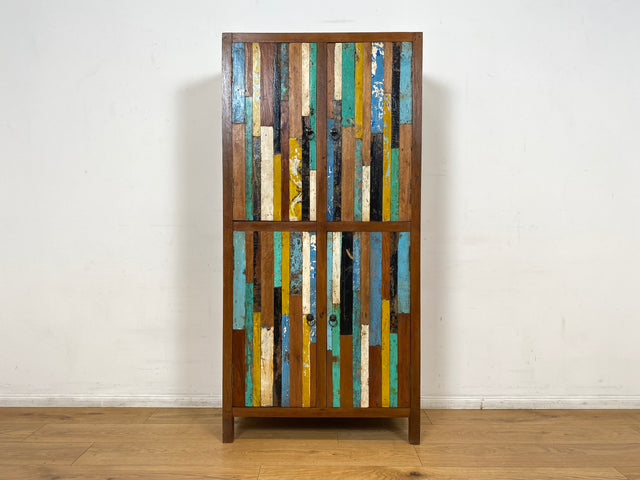 Boatwood by WMK I Einzigartiger Schrank aus altem Bootsholz I handgefertigtes Unikat I Teakholz massiv I Highboard Kleiderschrank Wäscheschrank Sideboard Kommode Schuhschrank Berlin Flensburg Hamburg