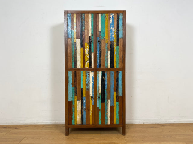 Boatwood by WMK I Einzigartiger Schrank aus altem Bootsholz I handgefertigtes Unikat I Teakholz massiv I Highboard Kleiderschrank Wäscheschrank Sideboard Kommode Schuhschrank Berlin Flensburg Hamburg