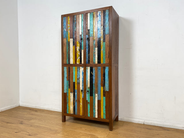 Boatwood by WMK I Einzigartiger Schrank aus altem Bootsholz I handgefertigtes Unikat I Teakholz massiv I Highboard Kleiderschrank Wäscheschrank Sideboard Kommode Schuhschrank Berlin Flensburg Hamburg