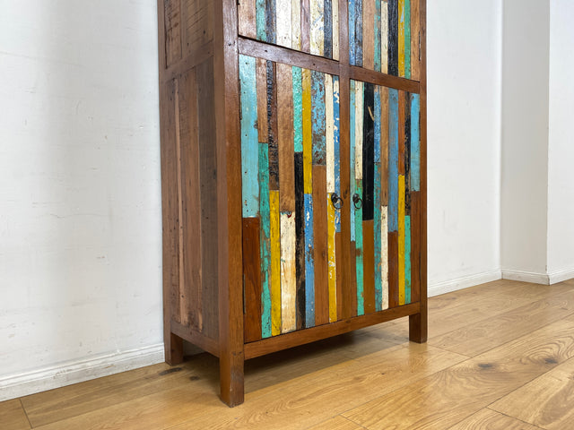 Boatwood by WMK I Einzigartiger Schrank aus altem Bootsholz I handgefertigtes Unikat I Teakholz massiv I Highboard Kleiderschrank Wäscheschrank Sideboard Kommode Schuhschrank Berlin Flensburg Hamburg